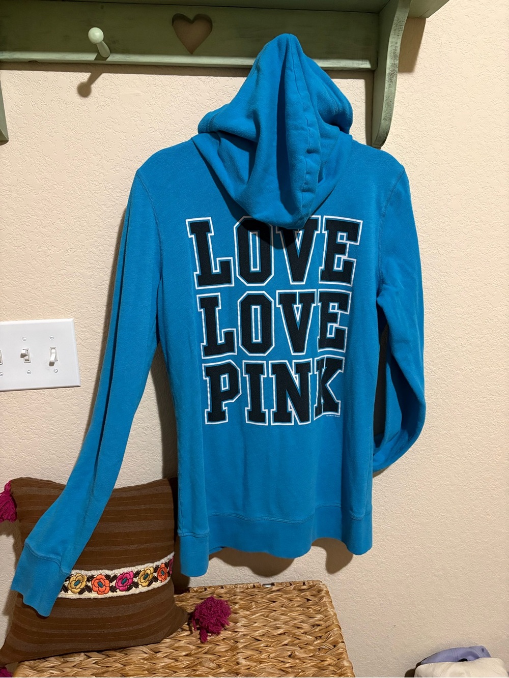 PINK Victoria's Secret Blue Hooded Sweatshirt - LOVE PINK
